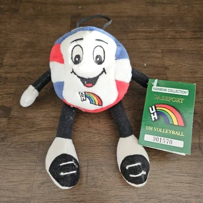 NWT Vintage University of Hawaii UH Volleyball Rainbow Beanie Plush 2000 Tag - Image 1 of 4
