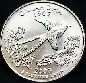 2008 P Oklahoma State ~ Washington Statehood Quarter from US Mint Roll - Picture 1 of 2