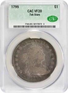 1799 Bust Silver Dollar 7x6 Stars VF20 CACG - Picture 1 of 4