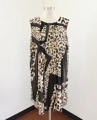 NWT Calvin Klein Geometric Cheetah Leopard Print Shift Dress Size 18W Sleeveless - Image 1 of 4