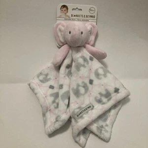 Blankets and Beyond Elephant Blanket Pink White Gray Lovey Comforter New Nunu - Picture 1 of 6