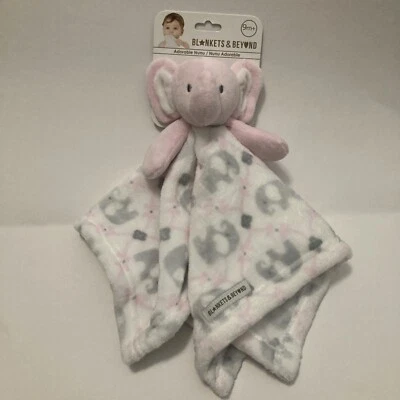 Blankets and Beyond Elephant Blanket Pink White Gray Lovey Comforter New Nunu - Image 1 of 4