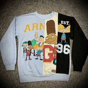 SUDADERA HEY ARNOLD CREW AZUL CLARO NEGRO RETRO NICKELODEON UNISEX ADULTO PEQUEÑA - Imagen 1 de 7