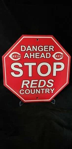 CINCINNATTI REDS MLB DANGER Sign 12x12 Plastic Stop Style PATRIOT COUNTRY - Picture 1 of 1