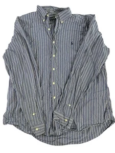 polo ralph lauren men's button front shirt Xxl Blue Black White Stripe  - Picture 1 of 6