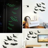 15C9 Halloween Luminous Bat Wall Sticker Art Decal Removable Scary Home Decor