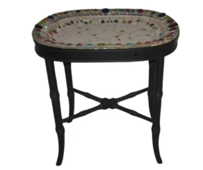 HANDMADE MOSIAC HOLLYWOOD REGENCY FAUX BAMBOO TABLE Shipping not Included - Image 1 of 4