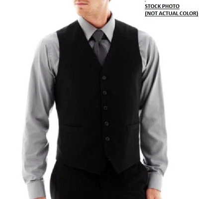 New J. Ferrar Stretch Slim Fit Gabardine Vest Navy Size S MSRP $80.00 - Image 1 of 4