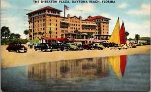Sheraton Plaza Hotel Daytona Beach FLORIDA LINEN Postmarked 1950 POSTCARD D16 - Picture 1 of 2