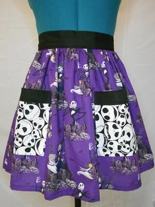 Handmade Retro Half Apron in a Nightmare Before Christmas Prints - Picture 1 of 2