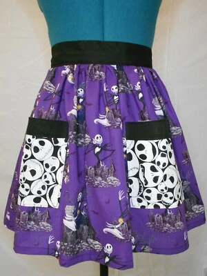 Handmade Retro Half Apron in a Nightmare Before Christmas Prints - Image 1 of 2