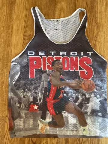 Vintage Isiah Thomas Starter Jersey Tank Top L Rare NBA Pistons Cover