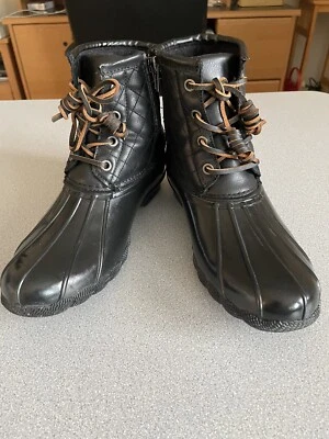 Steve Madden 女式咸水鸭靴黑色防水橡胶 8 码 — 第 1/4 张图片