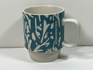 Starbucks Stackable Teal Abstract Floral Coffee Mug- 12 fluid ounces 2016 - Picture 1 of 4