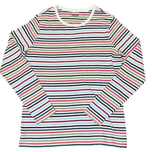 Lands' End Shaped Fit Multicolor Striped Long Sleeve T-Shirt Women’s Sz L 14-16 - Picture 1 of 7