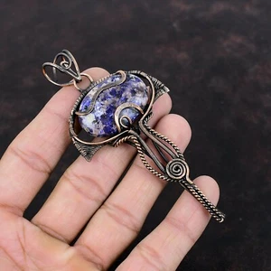 Copper Natural Purple Sea Sediment Jasper No Stone Wire Wrapped Pendant Jewelry - Picture 1 of 6