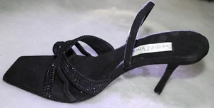 Santini Mavardi Miami Lilli black suede jet Sandals pumps 39 9 7 heels shoes - Picture 1 of 8