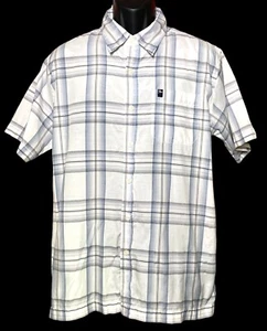 Freeworld Camicia con bottoni uomo blu bianca tasca a quadri manica corta taglia media - Foto 1 di 11
