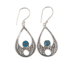 London Blue Topaz Gemstone 925 Solid Silver December Birthstone Jewelry Earrings