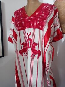 Work Of Art Original Huipil Dress Reds On Ivory With Roosters