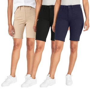 Girls Skinny Super Stretch School Uniform Bermuda Shorts (2 Pack) (Size: 4-20) - Picture 1 of 11