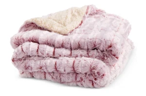 Royal Luxe Blanket 50”x60” Red Super Soft Plush Sherpa Throw Micro-Mink Minky - Picture 1 of 2