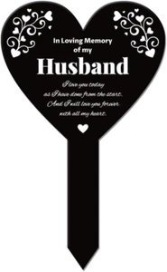 Heart Husband Garden Stake Memorial Remembrance Plaque Stake for Cemetery Acryli - Picture 1 of 7