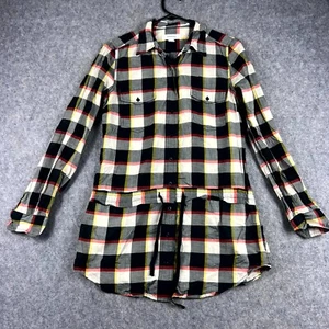 Country Road Womens Shirt Dress Size XS Black Check Long Sleeve Button Up Cotton - Picture 1 of 8
