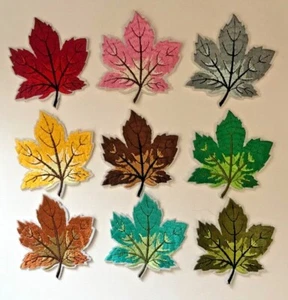 Embroidered Iron On Patches Autumn leafs 9 colour Tree Garden Nature #67 - Picture 1 of 19