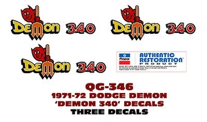 QG-346 1971 1972 DODGE - DEMON 340 con calcomanía de horquilla - tres calcomanías - Imagen 1 de 1