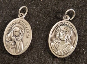 Mater Dolorosa - Patron Saint of Reconciliation - Medal - 24" Silver Chain - Picture 1 of 2