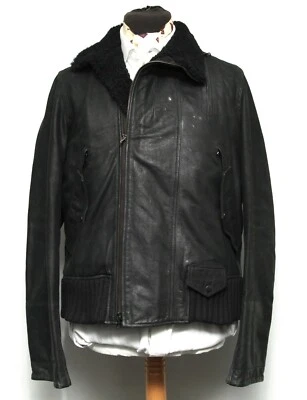 SUPERB REISS BLACK FLYING FLIGHT LEATHER SHEEPSKIN BOMBER JACKET XL - Image 1 of 4