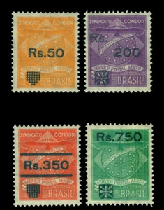BRAZIL 1930 AIRMAIL - CONDOR surcharged set  Sc# 1CL10-1CL13  mint MLH - Picture 1 of 2