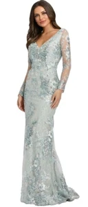 Mac Duggal Evening Gown Dress Size 16 Floral Embroidered Sequin Lace 67539 $698 - Picture 1 of 18