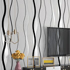 Sliver Grey & Black Modern 3D Textured Striped Curve Wallpaper  Wall Paper Decor