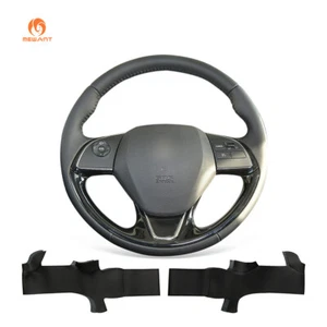 Black Artificial Leather Car Steering Wheel Cover for Mitsubishi Outlander ASX - Imagen 1 de 7