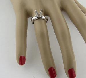 1CT PRINCESS CUT SOLITAIRE RING MOUNTING 14K SOLID WHITE GOLD 5.5MM X 5.5MM  - Picture 1 of 9