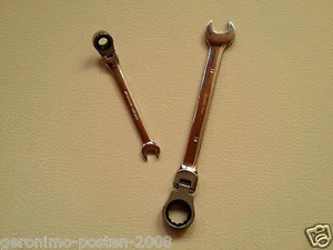 Ratschenschlüssel Ratschenringmaulschlüssel mit Gelenk SW 8-19 oder als Satz Neu - Bild 1 von 9