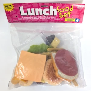 Vintage 1995 Hyper Realistic Play Lunch Food Set Hamburger Sandwich Fruit NEW - Picture 1 of 4