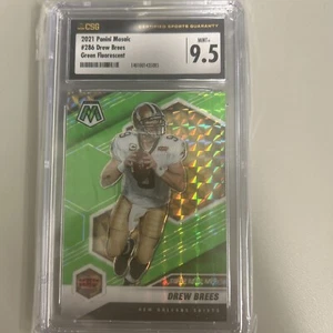 2021 Mosaic Drew Brees Green Fluroescent Prizm 7/10 #286 Super Bowl MVP CSG 9.5 - Picture 1 of 2