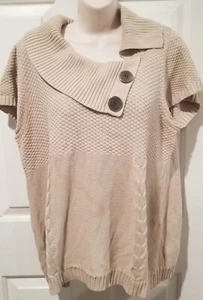 Cato Size XL Beige Mock Neck Sweater Top Knit,Cable Short Sleeve - Picture 1 of 6