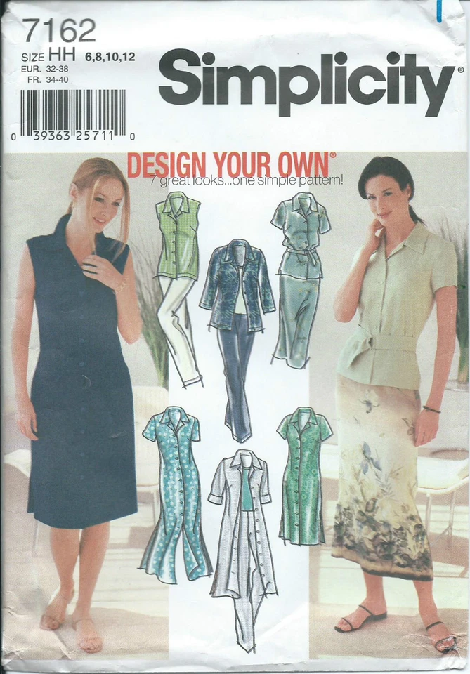 S 7162 sewing pattern SHIRT DRESS in 2 lengths PANTS SKIRT sew sizes 6~12 UNCUT - Image 1 of 1