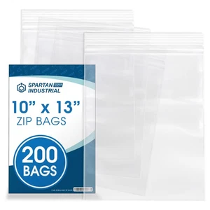 - 10” X 13” (200 Count) 2 Mil Clear Reclosable Zip Plastic Poly Bags with Res... - Picture 1 of 6