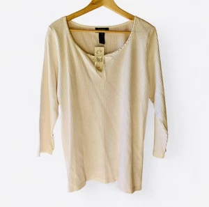 Neu mit Etikett Ralph Lauren Übergröße 1X elfenbeinfarbener gerippter Pullover zum Binden @ Ausschnitt grünes Etikett - Bild 1 von 11