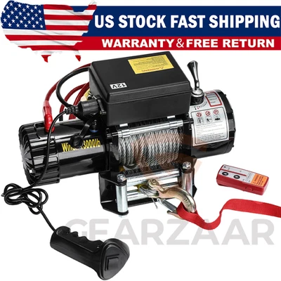 12V 13000LBS Kit Electric Winch Steel Rope Truck For Jeep 13000LB Trailer 4WD / - Image 1 of 4