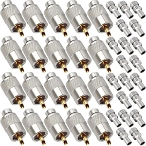 20 Pack UHF PL259 Solder Connector Plug with Reducer for RG8x, RG8, RG59, LMR... - Picture 1 of 7