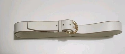 CINTURÓN DE CUERO 100% AUTÉNTICO SALVATORE FERRAGAMO DORADO HEBILLA GANCIN BLANCO XL S:36 Foto 1 de 4