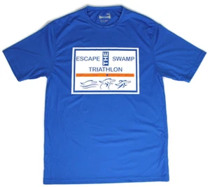 UNIV. OF FLORIDA GATORS ESCAPE THE SWAMP TRIATHLON Blue T-Shirt Mens M Polyester - Picture 1 of 14