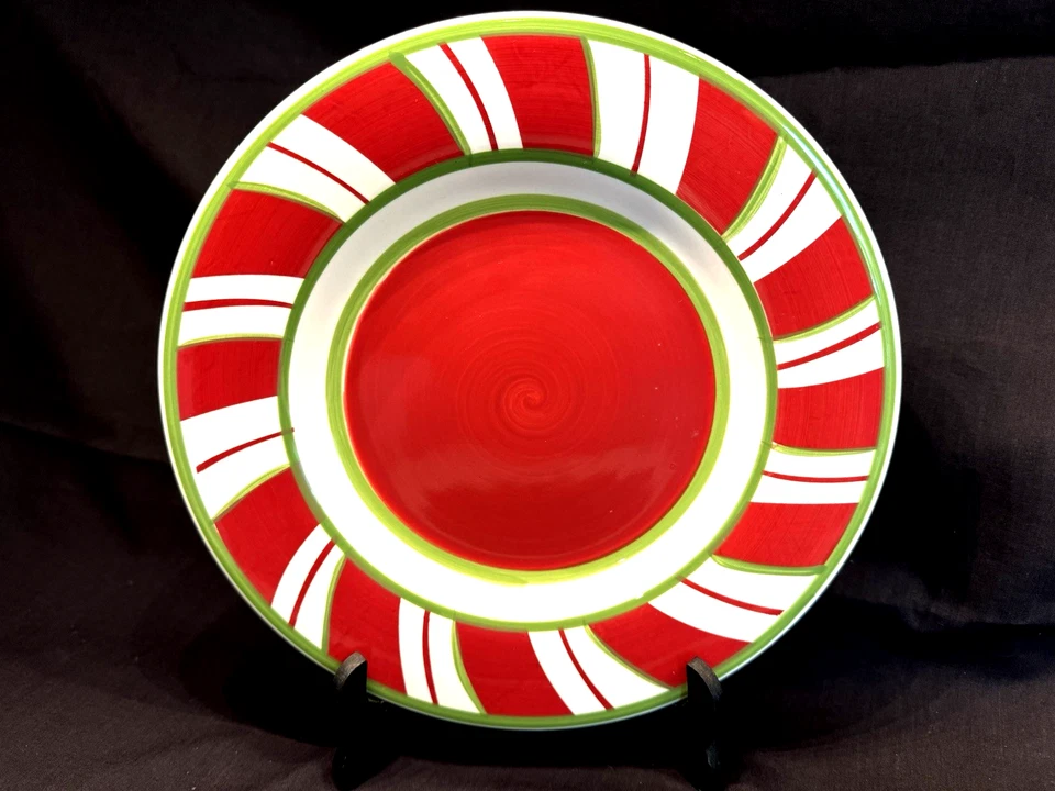 PLATO DE CENA DE MENTA DE VACACIONES North Pole Trading Co. Bastón de Caramelo Rayas *¡EXCELENTE!!* Foto 1 de 4