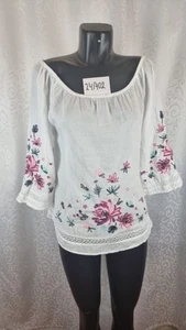 S. Oliver Damen Bluse 3/4 Ärmel Weiß Bohemian-Stil Neuwertig Art 24/402 - Bild 1 von 14